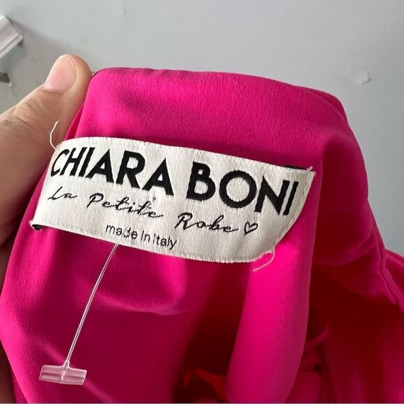 Sz 36 CHIARA BONI LA PETITE ROBE Vissia Off-Shoulder Shirred-Sleeve Mini Dress - Picture 12 of 12